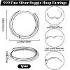 1 Pair 999 Fine Silver Huggie Hoop Earrings EJEW-BBC0001-39B-2