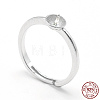 Anti-Tarnish Rhodium Plated 925 Sterling Silver Finger Ring Components STER-E060-15P-2