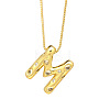 Brass Micro Pave Clear Cubic Zirconia Initial Pendant Necklaces FS-WGF17D9-18-1