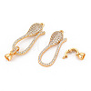 Brass Micro Pave Clear Cubic Zirconia Fold Over Clasps KK-S354-307-NF-3