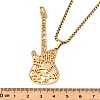 304 Stainless Steel Hollow Guitar Pendant Box Chain Necklaces NJEW-M086-03G-3