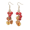 Synthetic Turquoise & Acrylic Leaf Dangle Earrings EJEW-JE06836-01-3