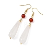 Natural Quartz Crystal & Brass & 304 Stainless Steel Dangle Earrings EJEW-JE07257-02-4