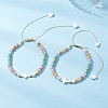 Natural Freshwater Shell & Mixed Gemstone Braided Bead Bracelets for Women BJEW-JB12717-1