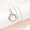 304 Stainless Steel Visible Flat Round Locket Pendant Pet Urn Ashes Necklaces NJEW-S455-08P-1