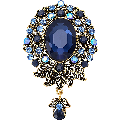 1Pc Teardrop Retro Alloy Rhinestone Brooches for Women JEWB-SP0001-17B-1