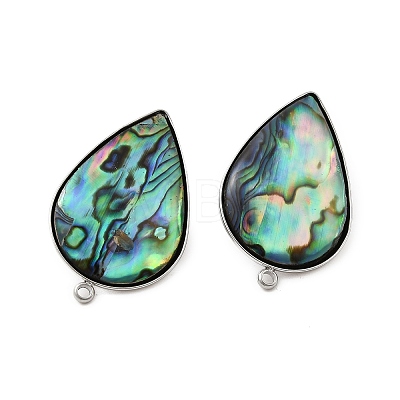 304 Stainless Steel Pave Natural Paua Shell Stud Earring Findings STAS-Z125-06P-1