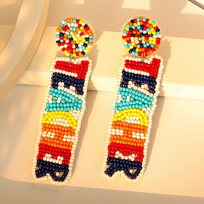 Seed Beads Boho Stud Earrings PW-WGF5677-01-1