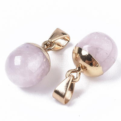 Top Golden Plated Natural Rose Quartz Pendants X-G-T131-03N-1