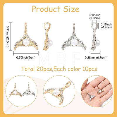 20Pcs 2 Colors Alloy Crystal Rhinestone Pendants ALRI-YW0001-35-1