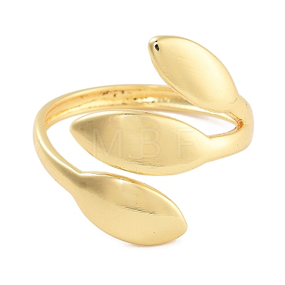 Leaf Rack Plating Brass Open Cuff Rings for Women RJEW-Z059-23G-1