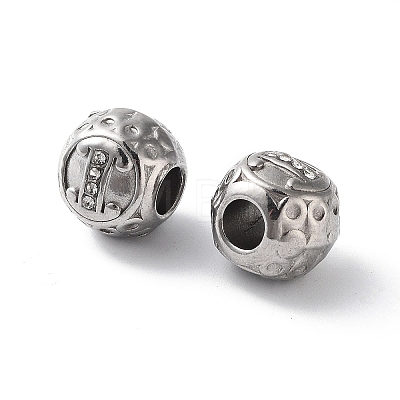 304 Stainless Steel Rhinestone European Beads STAS-A092-10I-P-1