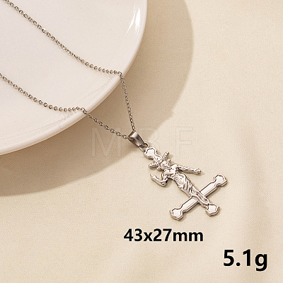 Stainless Steel Cross Pendant Necklace AR4885-7-1