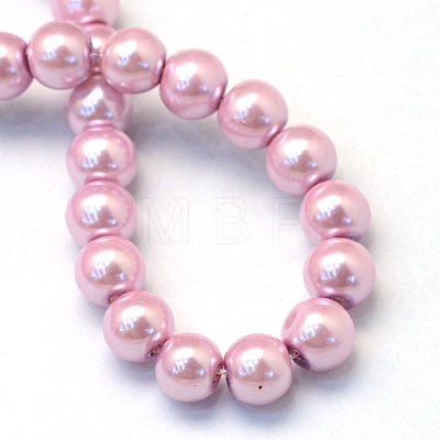 Baking Painted Pearlized Glass Pearl Round Bead Strands HY-Q330-8mm-47-1