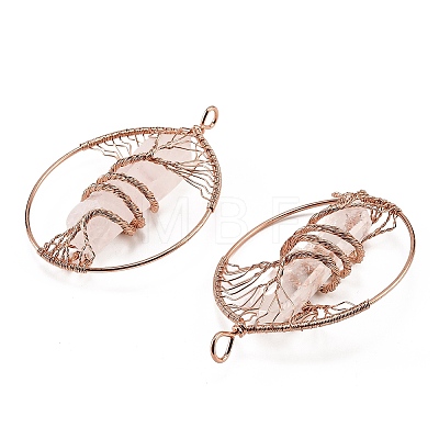 Natural Quartz Crystal Copper Wire Wrapped Big Pendants G-H359-06RG-1