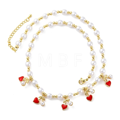 Brass Micro Pave Clear Cubic Zirconia Beaded Necklaces NJEW-Z059-04G-02-1