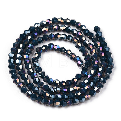 Opaque Solid Color Electroplate Glass Beads Strands X-EGLA-A039-P2mm-B09-1