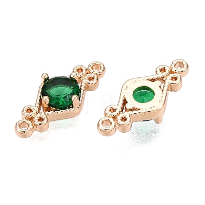 Brass Pave Faceted Glass Connector Charms X-FIND-T070-03D-1