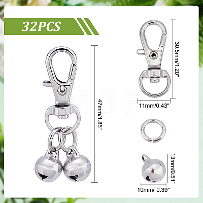 32Pcs 304 Stainless Steel Bell Charm Decorations HJEW-PH01559-1