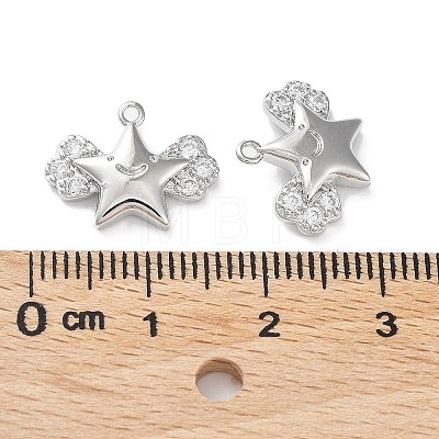 Brass with Clear Cubic Zirconia Charms KK-G474-02P-1