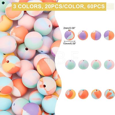 60Pcs 3 Colors Silicone Beads SIL-CA0001-10-1