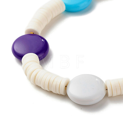 Polymer Clay Heishi Beaded Bracelet with Flat Round for Women BJEW-JB07550-1