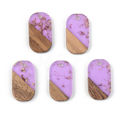 Transparent Resin & Walnut Wood Pendants RESI-S389-023A-B01-1