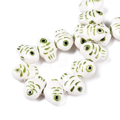 Handmade Printed Porcelain Beads Strand PORC-T133-02A-1