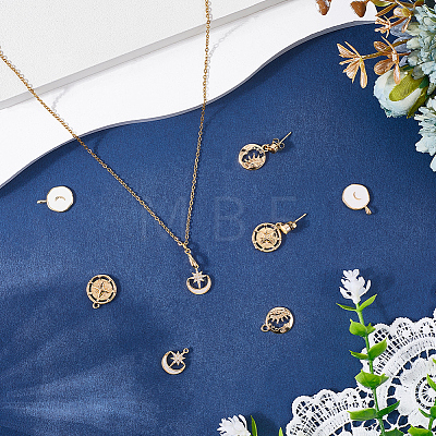 8Pcs 4 Styles Brass Pendants KK-SC0007-20-1