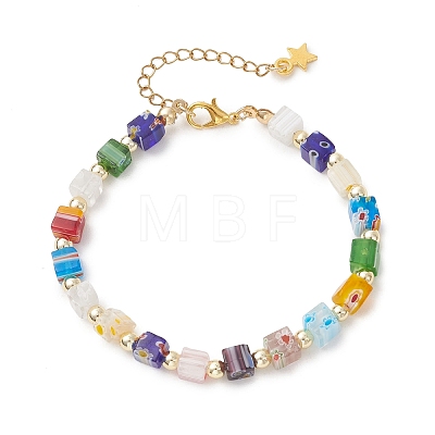Handmade Millefiori Glass & Non-magnetic Synthetic Hematite Beads Bracelets for Women BJEW-JB13770-1