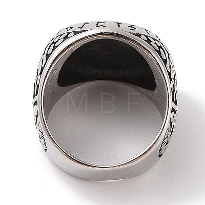 Viking 304 Stainless Steel Vegvisir Wide Finger Rings for Mens RJEW-U005-18A-03-1