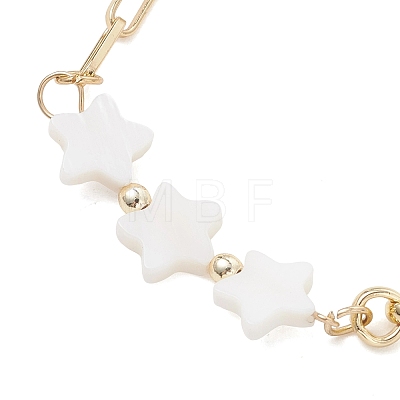Natural Freshwater Shell Star Beads Link Bracelets BJEW-JB13408-1