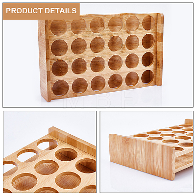 24-Hole Chinese Style Bamboo White Wine Glass Display Stands ODIS-WH0029-45-1