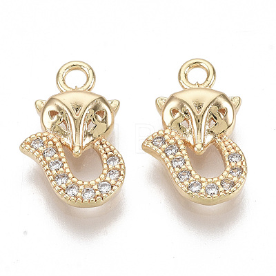 Brass Micro Pave Clear Cubic Zirconia Charms KK-S355-017-NF-1