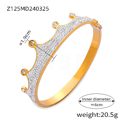 304 Stainless Steel Pave Cubic Zirconia Hinged Bangles for Women FS-WG9A3B1-05-1