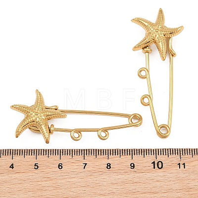 Starfish 304 Stainless Steel Safety Pins Brooch Findings SA-CBA098D-16C-G02-1