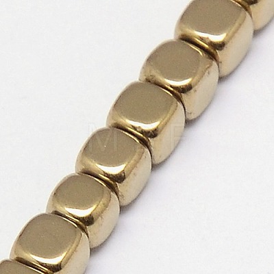 Electroplate Non-magnetic Synthetic Hematite Beads Strands G-J172-3x3mm-08-1