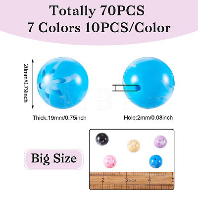 70Pcs 7 Colors Flower Opaque Resin Beads RESI-TA0001-55-1