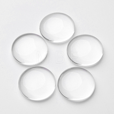 Half Round Transparent Clear Glass Cabochons X-GGLA-G008-22mm-1-1