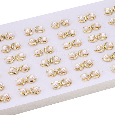 Natural Pearl Stud Earrings with Cubic Zirconia PEAR-N020-06D-1