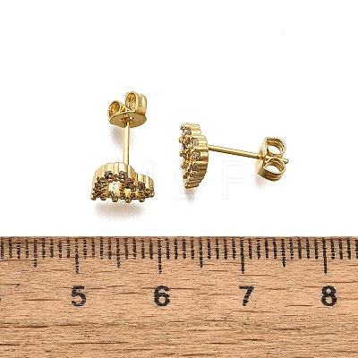 Heart Sparkling Cubic Zirconia Stud Earrings for Girl Women EJEW-H126-18G-1