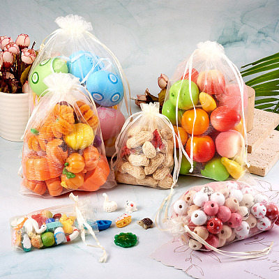 60Pcs 6 Styles Rectangle Organza Bags Jewellery Storage Pouches Wedding Favour Party Mesh Drawstring Gift Bags OP-TA0001-09-1