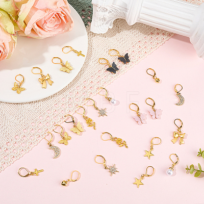 12 Pairs 12 Styles Alloy & Rhinestone & Acrylic & Resin Pearl Leverback Earrings EJEW-BM0001-05-1