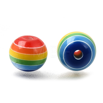 Opaque Rainbow Stripe Opaque Resin Beads RE-CBA0A57-10-1