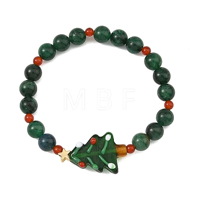 Handmade Lampwork Christmas Tree Bracelets BJEW-TA00758-1