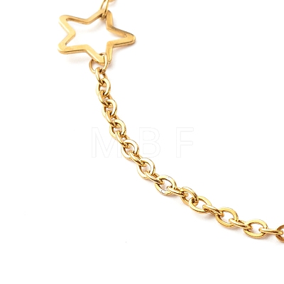 304 Stainless Steel Moon & Star Link Bracelet BJEW-JB06521-1