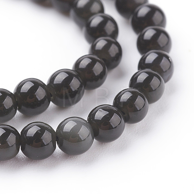 Natural Obsidian Beads Strands G-G099-4mm-24-1