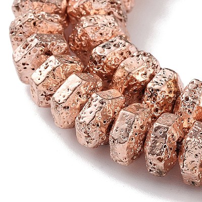 Electroplated Natural Lava Rock Beads Strands G-H303-A03-RG-1