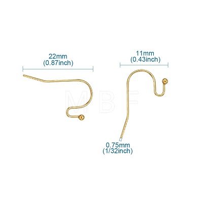 Kissitty Brass Hook Ear Wire KK-KS0001-09-1