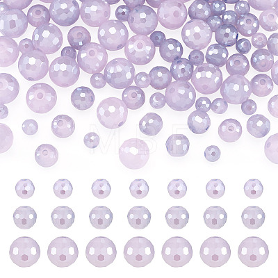 105Pcs 3 Styles Electroplate Opaque Solid Color Glass Beads Strands GLAA-TA0004-40A-1